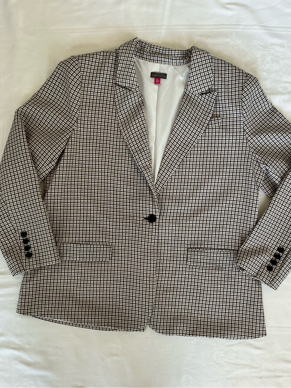 Vince Camuto XXL Blazer Houndstooth Black White Check Work Business jacket